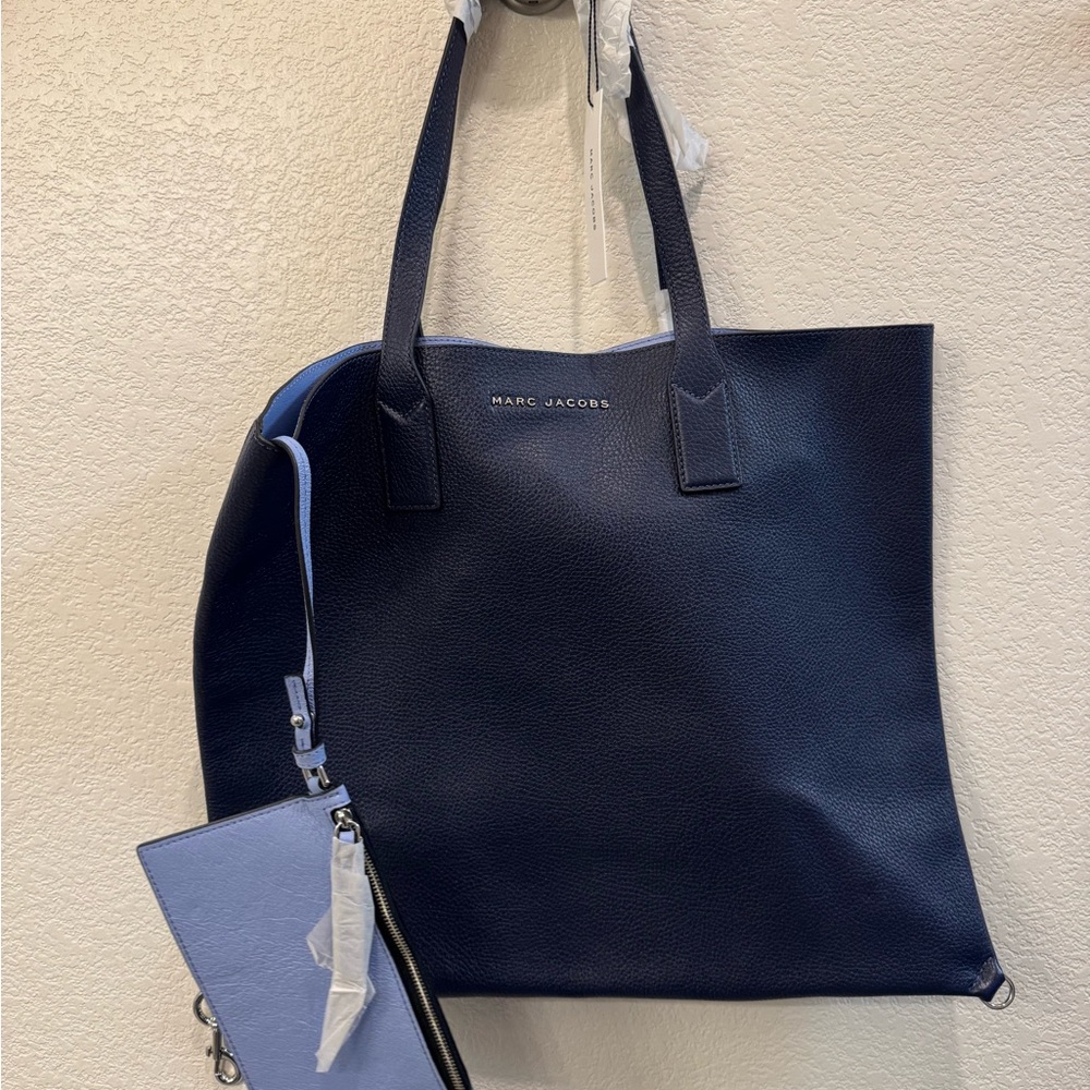 Marc Jacobs Navy Tote with Sky Blue Pouch